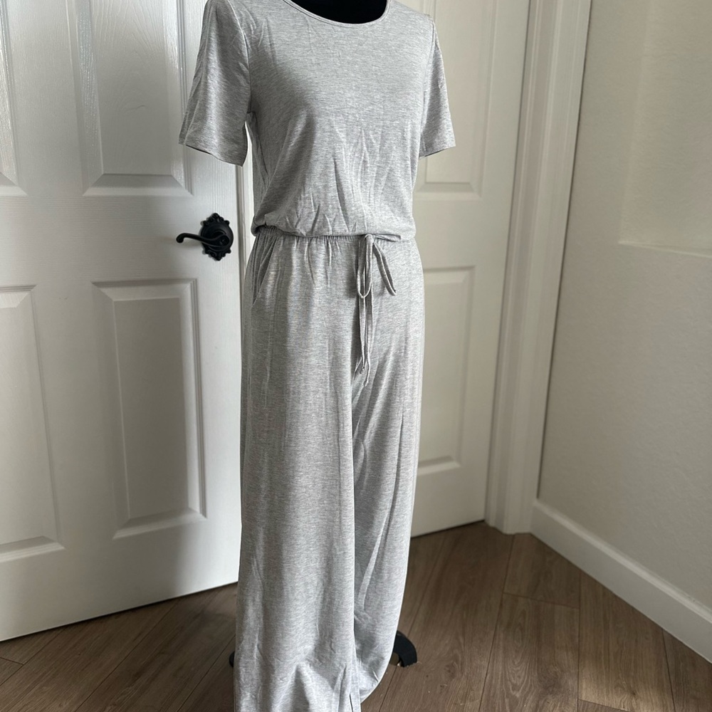 Gray Short Sleeve Jumpsuit